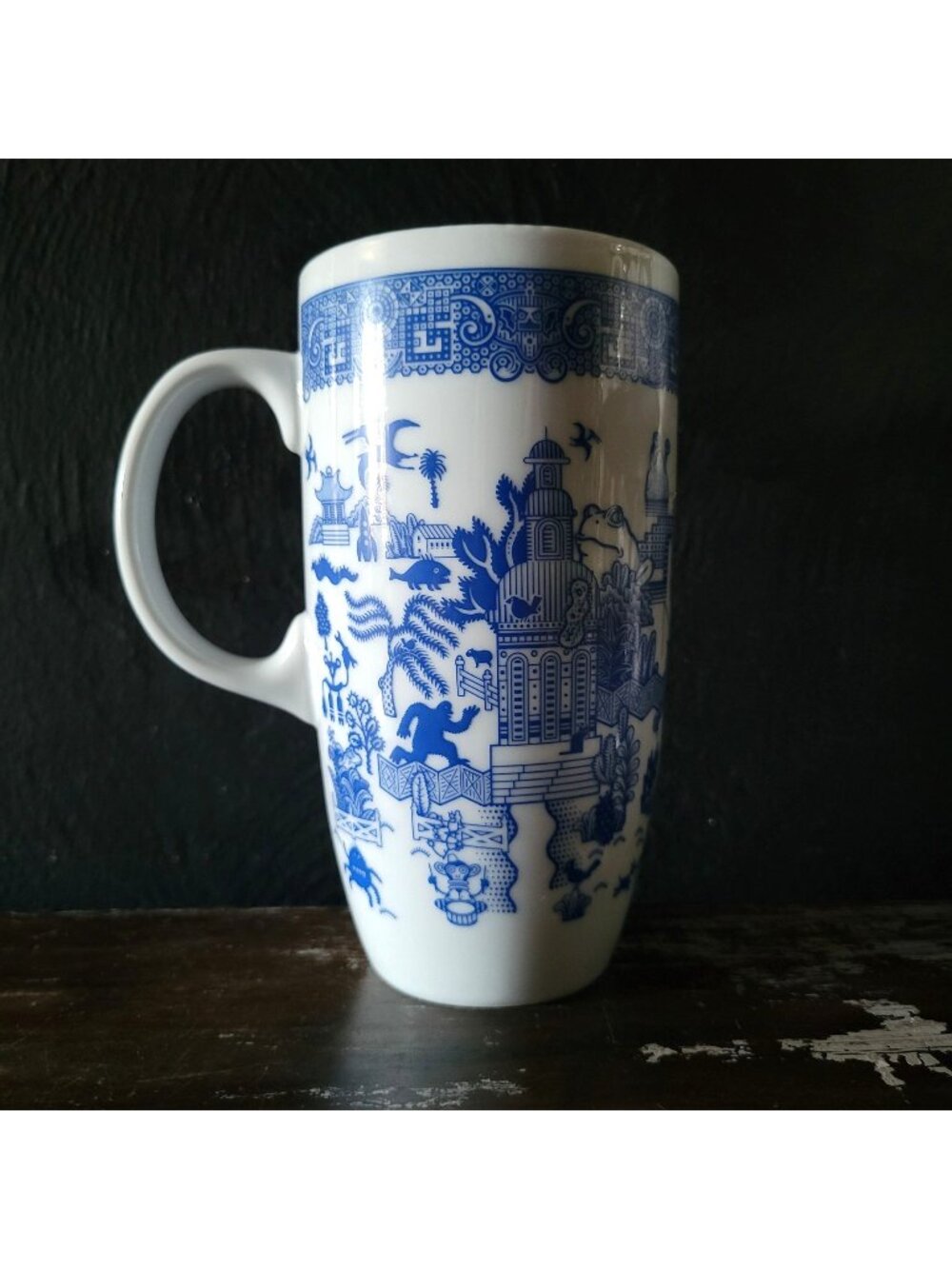 Calamityware Things Could Be Worse Travel Mug 18oz Blue & White Ceramic With Lid
